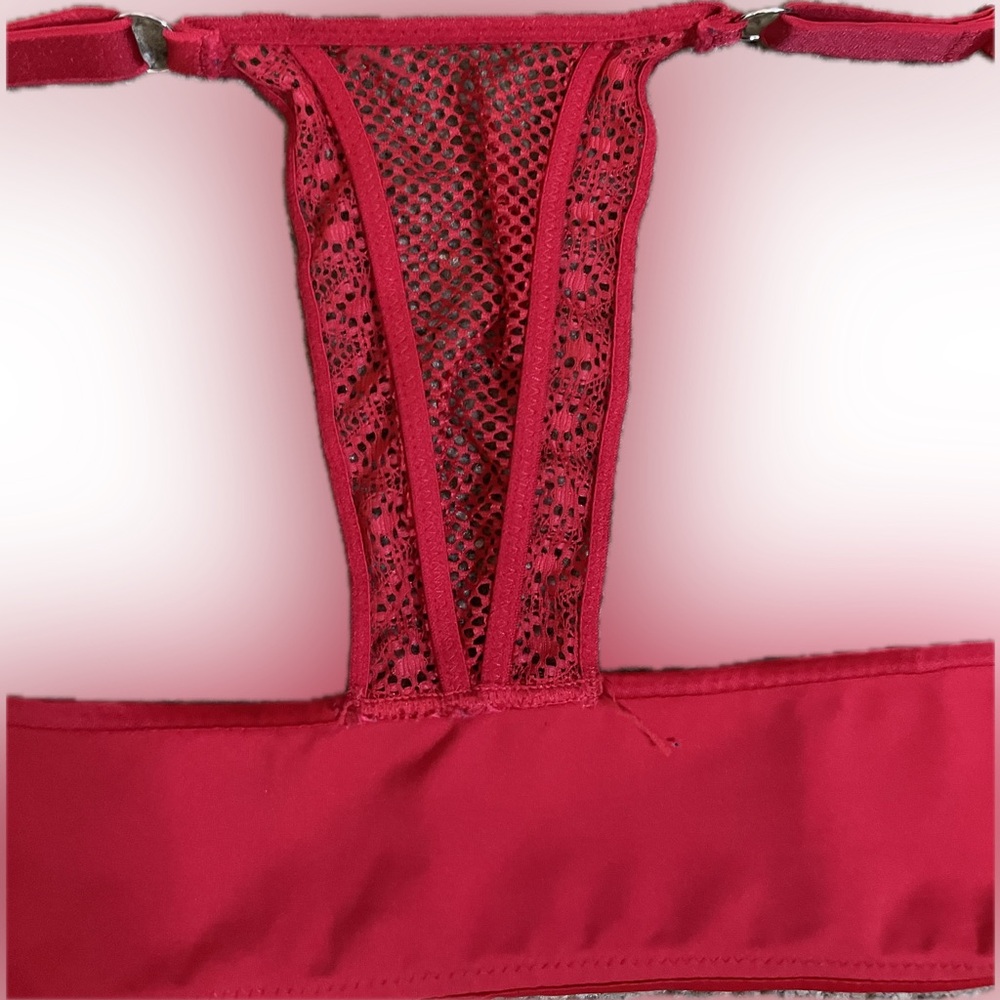 Victoria’s Secret So Obsessed Push- Up Red Lipstick Fish Net Bra size 36DD - Picture 7 of 10